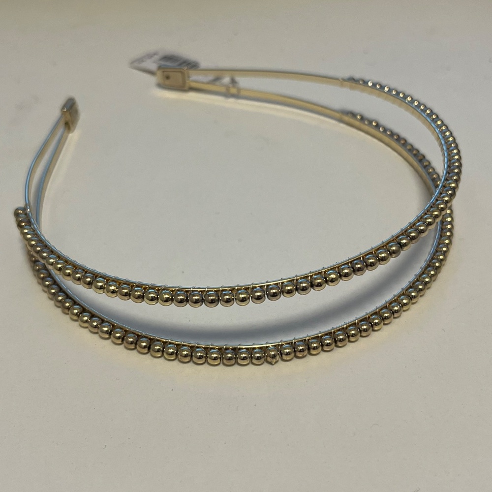 J. Crew. Double gold beaded headband.